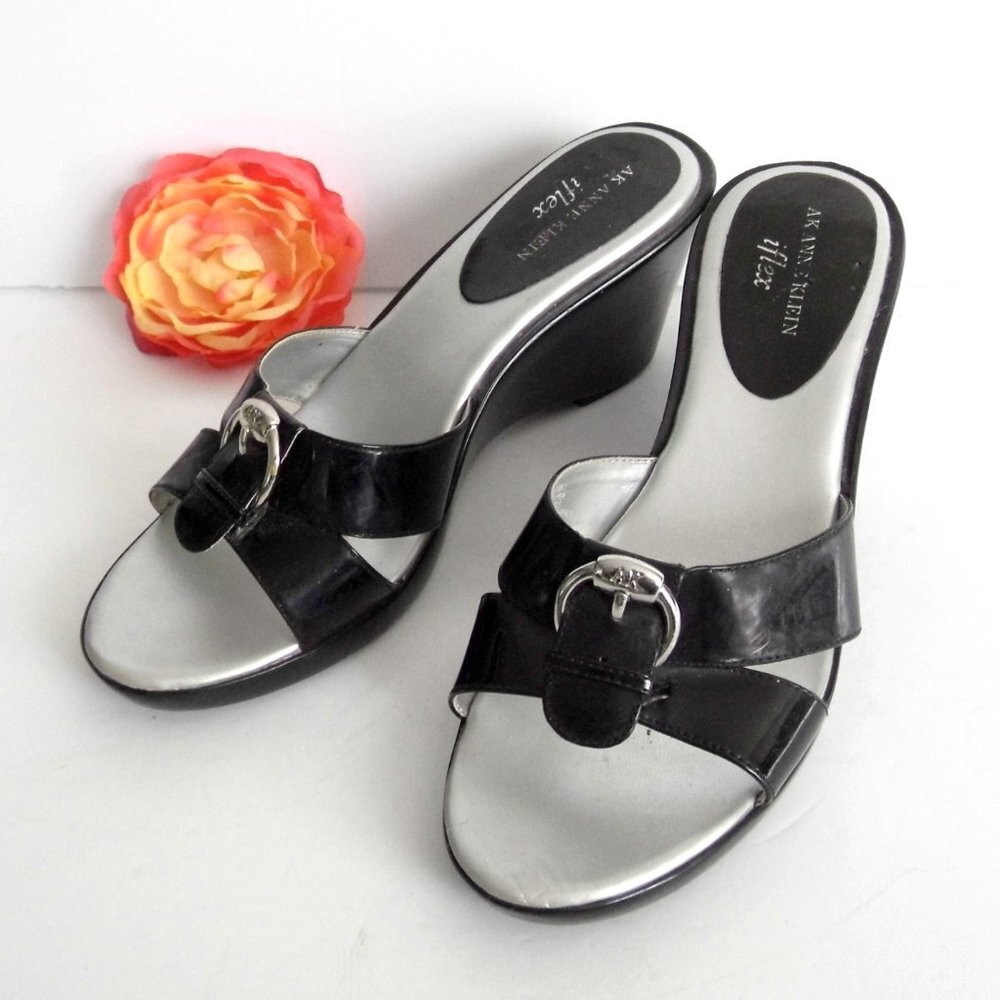 ANNE KLEIN iflex Black Leather Shoes size 6.5 - Picture 5 of 7